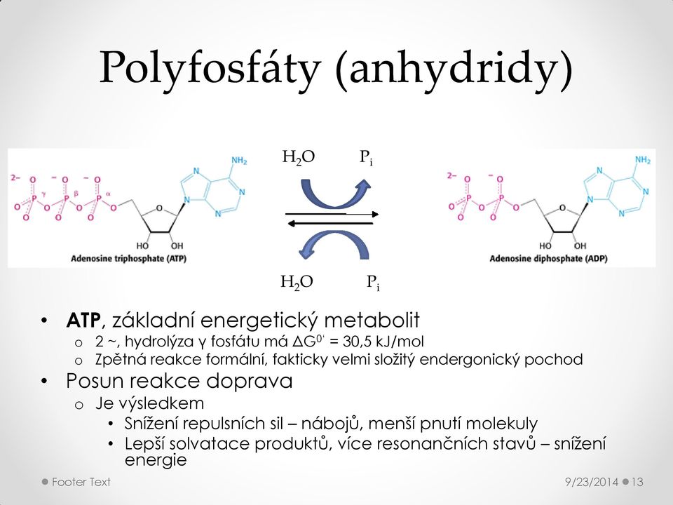 endergonický pochod Posun reakce doprava o Je výsledkem Snížení repulsních sil nábojů, menší