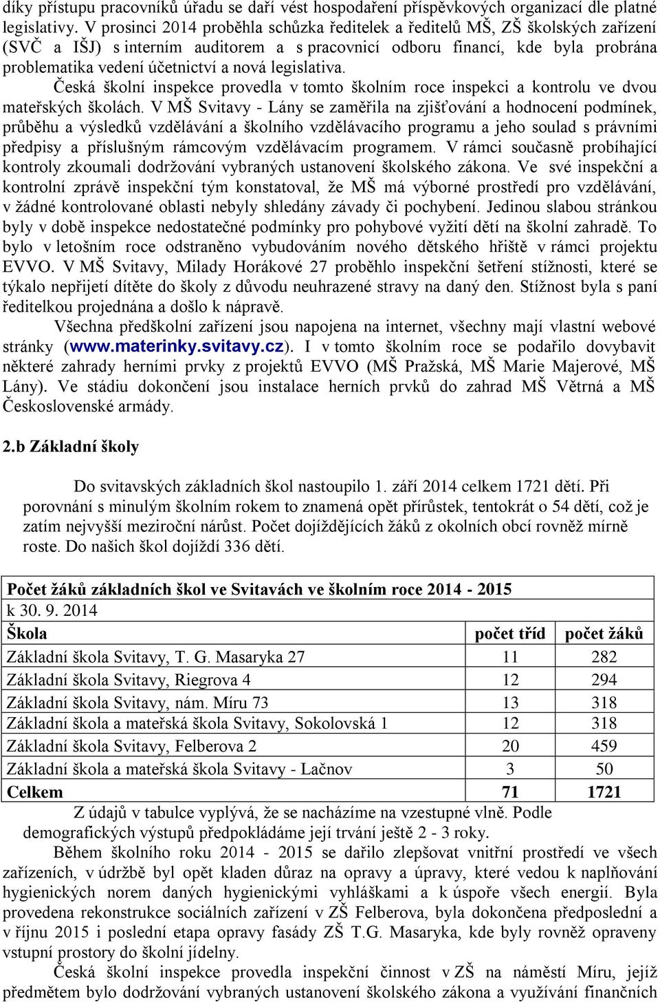 legislativa. Česká školní inspekce provedla v tomto školním roce inspekci a kontrolu ve dvou mateřských školách.