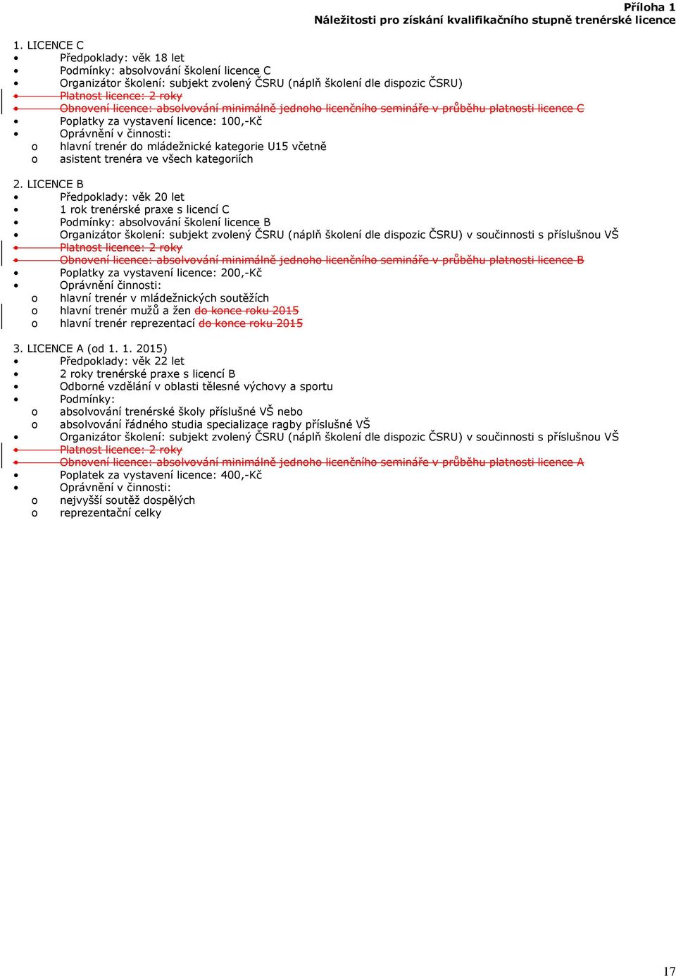 absolvování minimálně jednoho licenčního semináře v průběhu platnosti licence C Poplatky za vystavení licence: 100,-Kč Oprávnění v činnosti: o hlavní trenér do mládežnické kategorie U15 včetně o