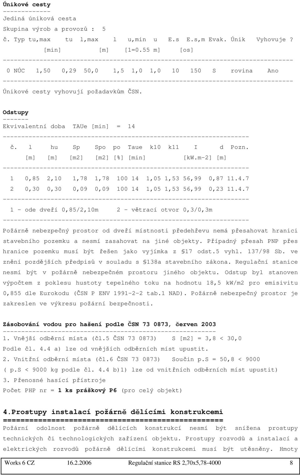 l hu Sp Spo po Taue k10 k11 I d Pozn. [m] [m] [m2] [m2] [%] [min] [kw.m-2] [m] 1 0,85 2,10 1,78 1,78 100 14 