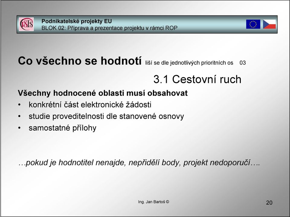 studie proveditelnosti dle stanovené osnovy samostatné přílohy 3.