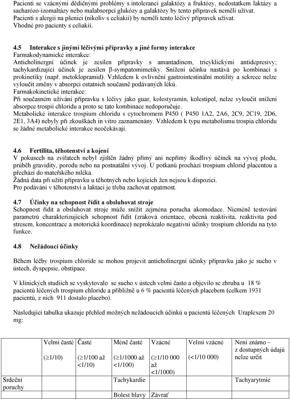 5 Interakce s jinými léčivými přípravky a jiné formy interakce Farmakodynamické interakce: Anticholinergní účinek je zesílen přípravky s amantadinem, tricyklickými antidepresivy; tachykardizující