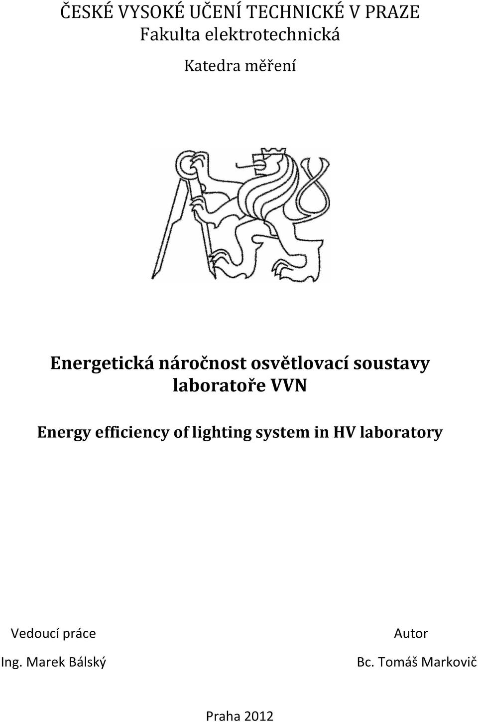 laboratoře VVN Energy efficiency of lighting system in HV