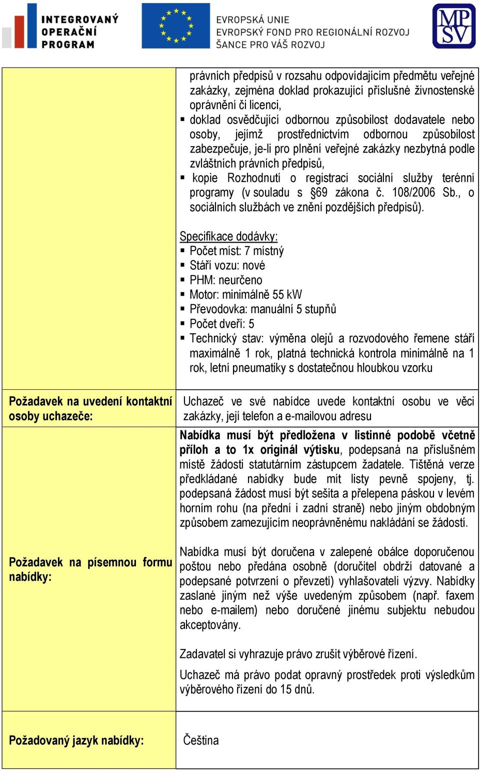 programy (v souladu s 69 zákona č. 108/2006 Sb., o sociálních službách ve znění pozdějších předpisů).