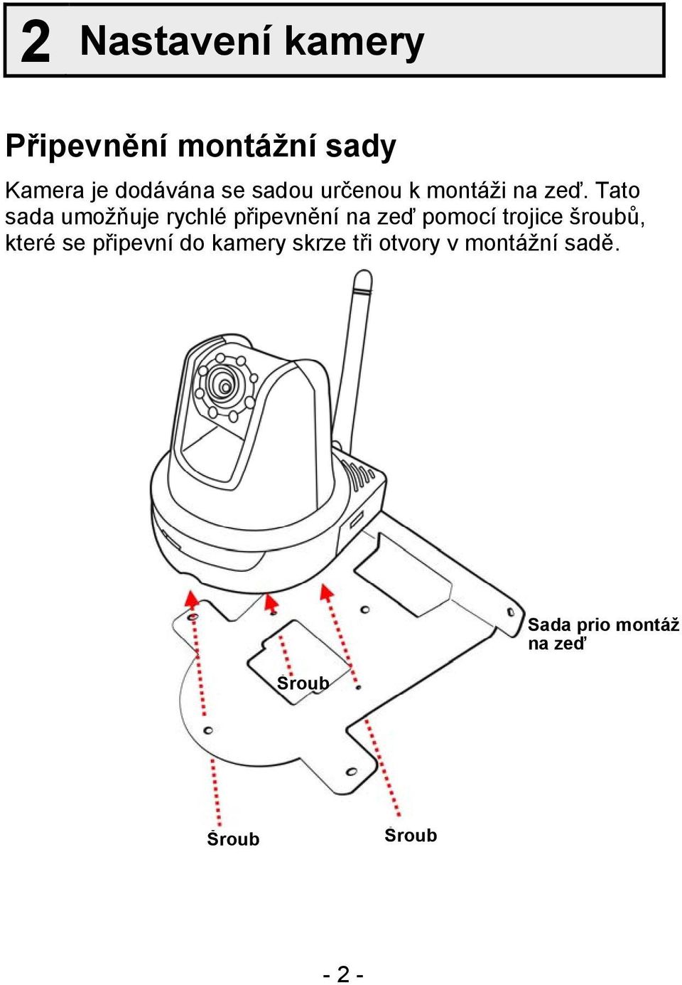 Tato sada umožňuje rychlé připevnění na zeď pomocí trojice šroubů,