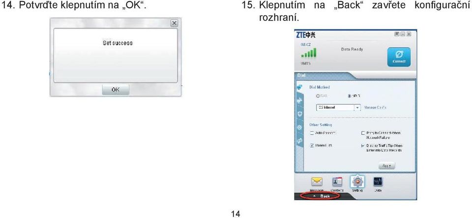 Klepnutím na Back