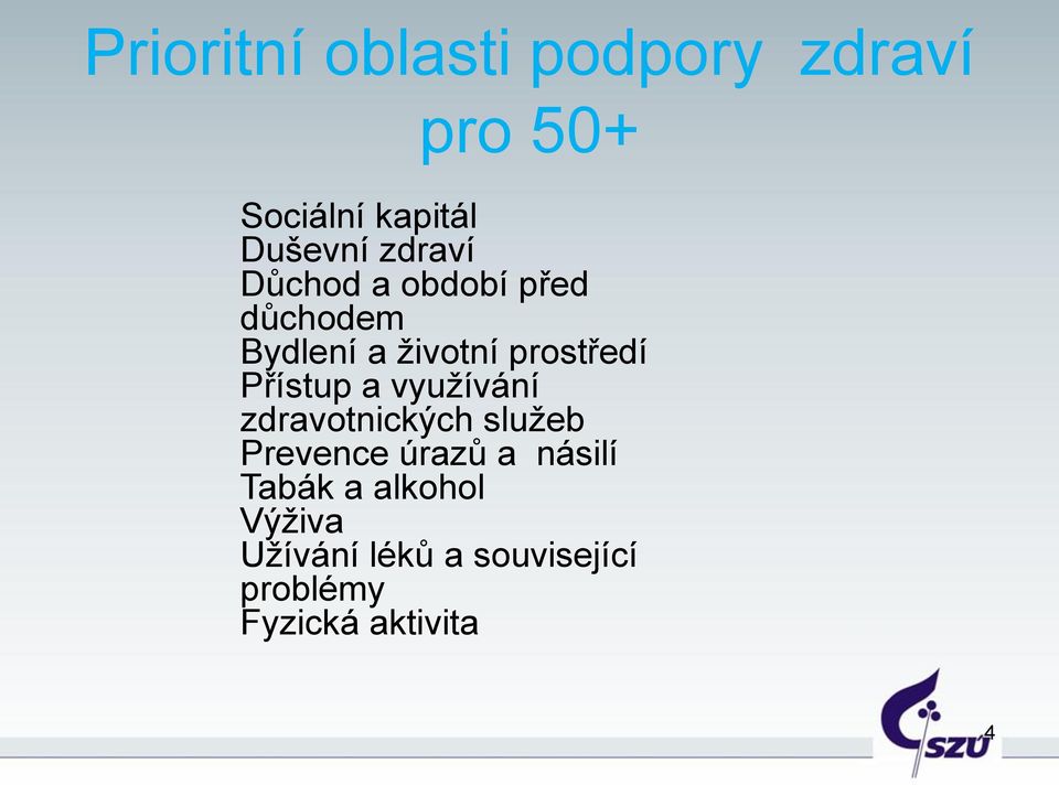 Přístup a využívání zdravotnických služeb Prevence úrazů a násilí