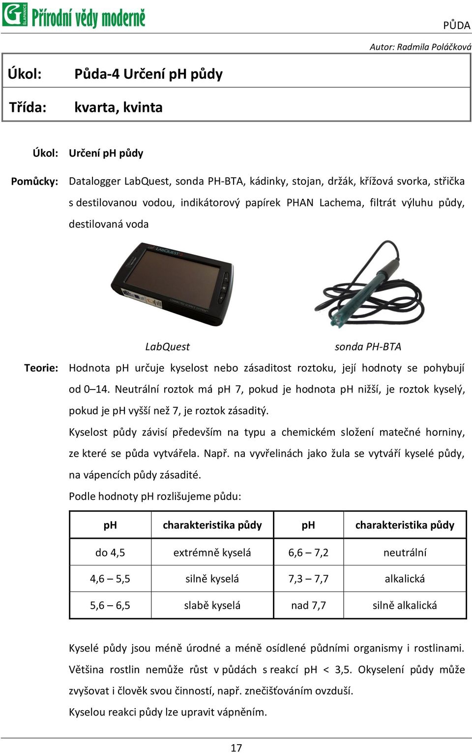 hodnoty se pohybují od 0 14. Neutrální roztok má ph 7, pokud je hodnota ph nižší, je roztok kyselý, pokud je ph vyšší než 7, je roztok zásaditý.