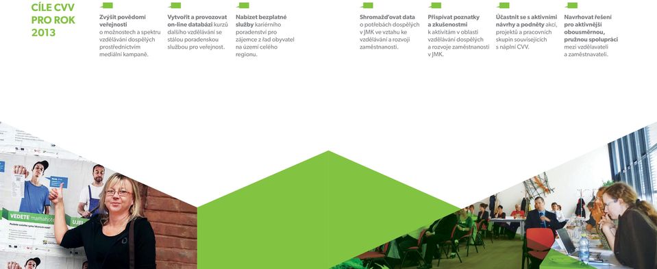 Nabízet bezplatné služby kariérního poradenství pro zájemce z řad obyvatel na území celého regionu.