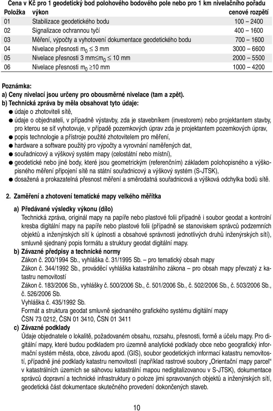 4200 Poznámka: a) Ceny nivelací jsou určeny pro obousměrné nivelace (tam a zpět).