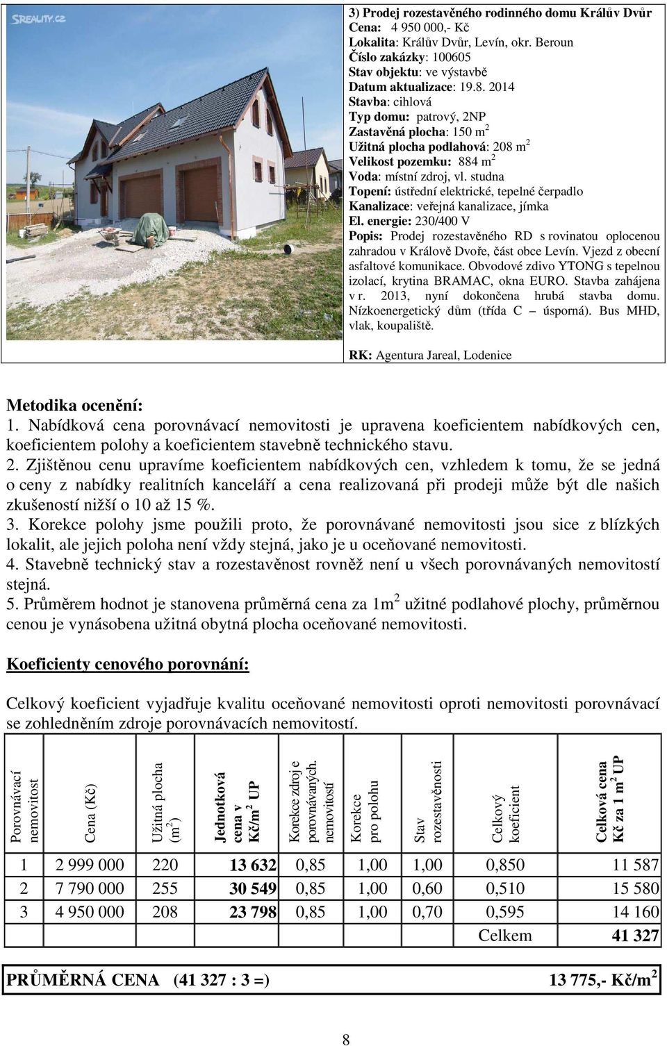 studna Topení: ústřední elektrické, tepelné čerpadlo Kanalizace: veřejná kanalizace, jímka El.