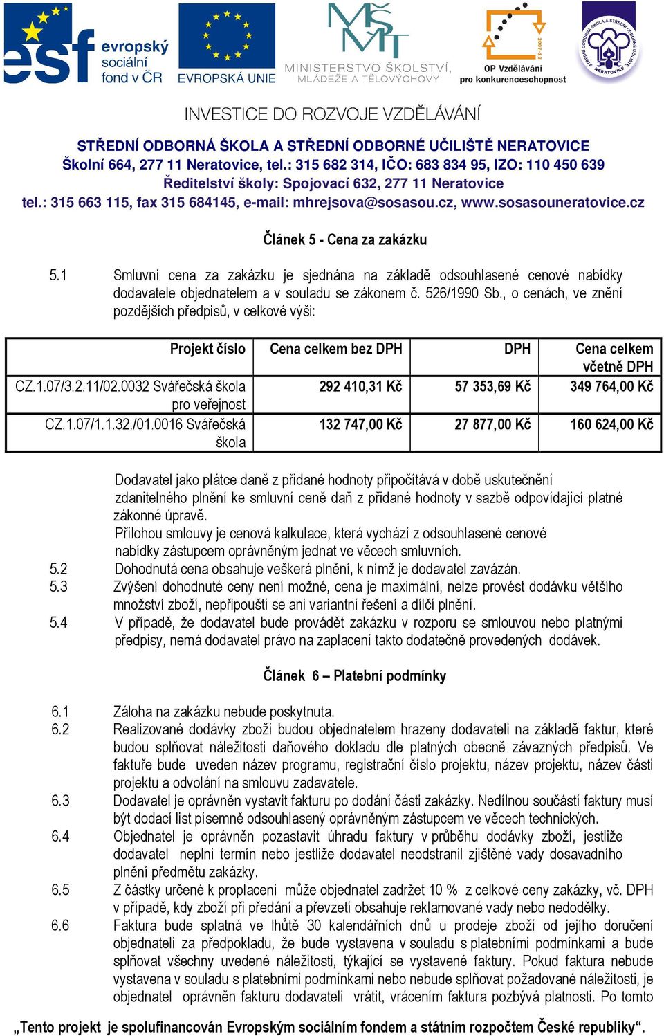 0032 Svářečská škola 292 410,31 Kč 57 353,69 Kč 349 764,00 Kč pro veřejnost CZ.1.07/1.1.32./01.