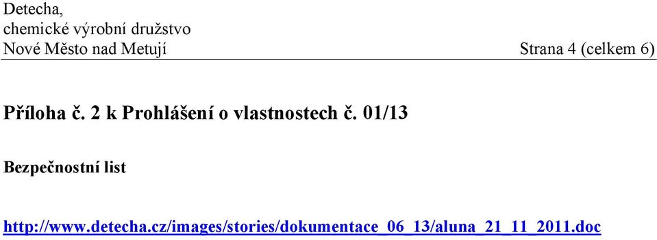 01/13 Bezpečnostní list http://www.detecha.