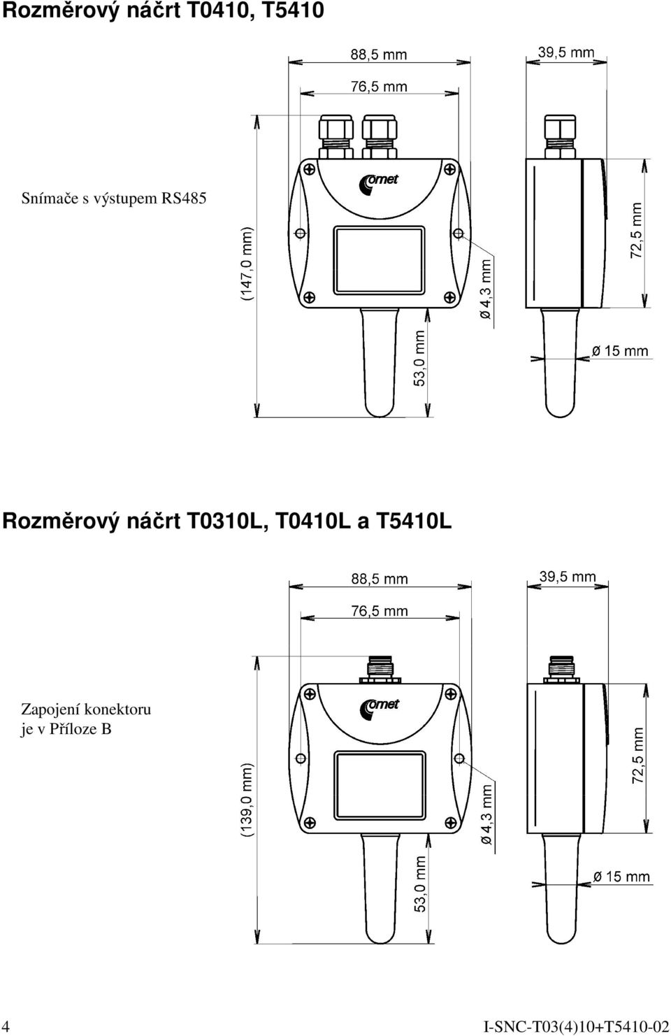 T0410L a T5410L Zapojení konektoru je