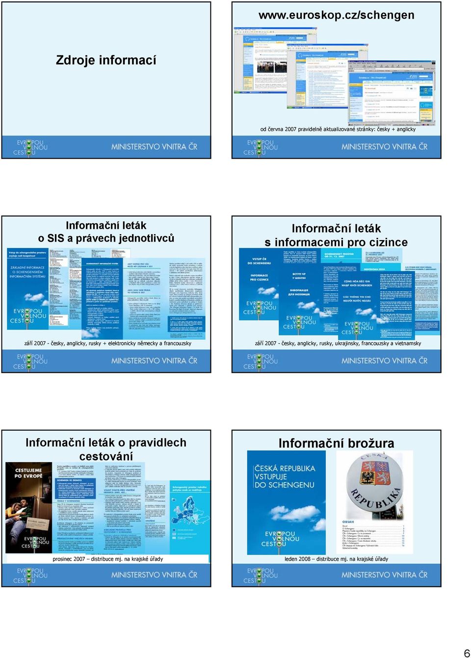 právech jednotlivců Informační leták s informacemi pro cizince září 2007 - česky, anglicky, rusky + elektronicky německy a