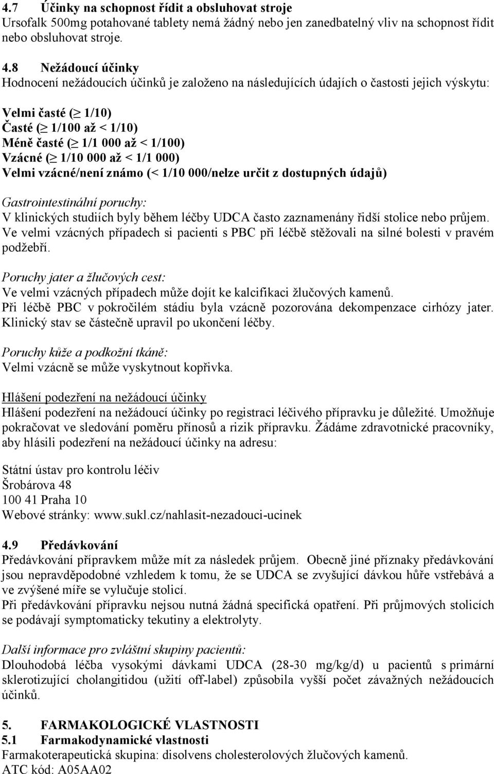 1/10 000 až < 1/1 000) Velmi vzácné/není známo (< 1/10 000/nelze určit z dostupných údajů) Gastrointestinální poruchy: V klinických studiích byly během léčby UDCA často zaznamenány řidší stolice nebo