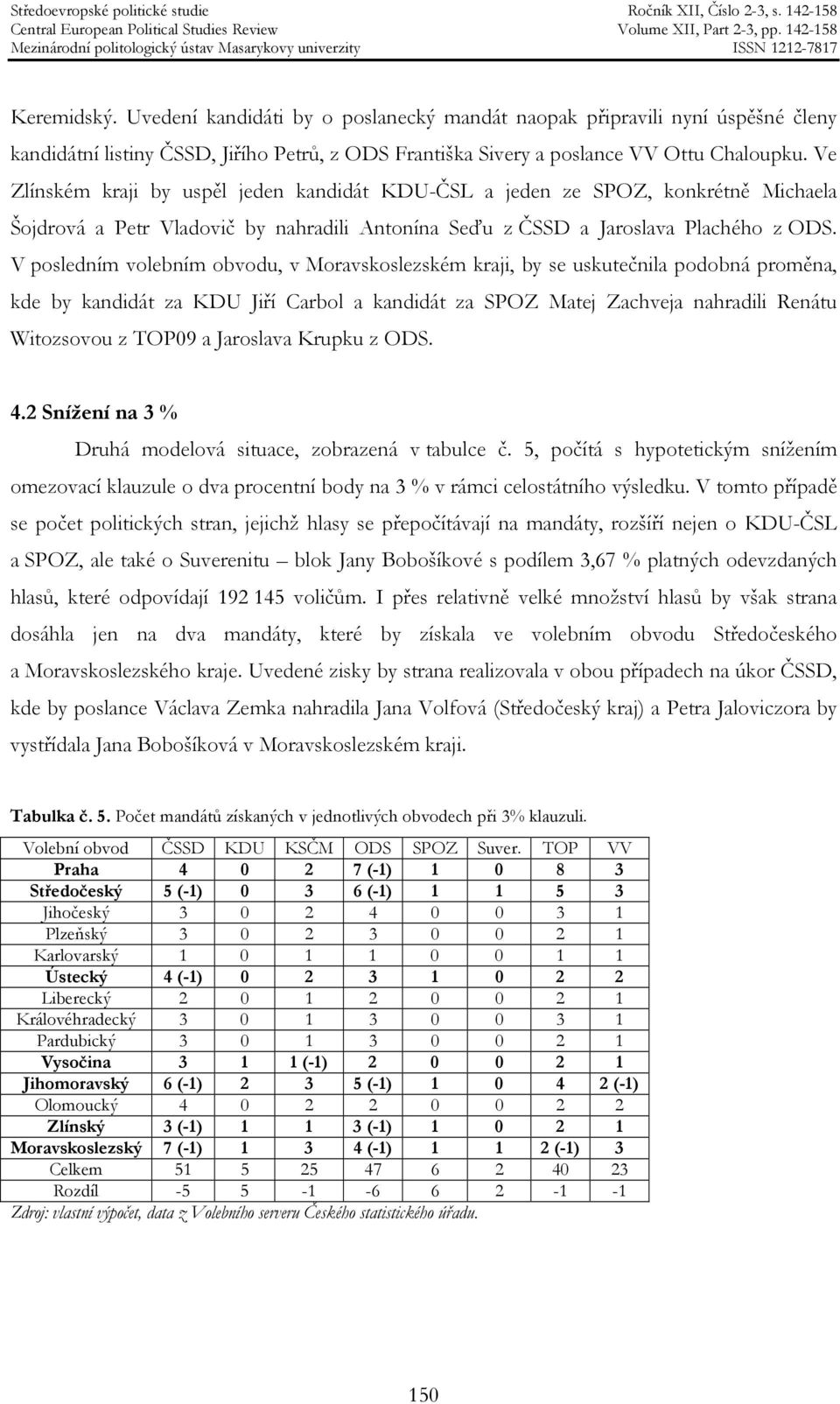 V posledním volebním obvodu, v Moravskoslezském kraji, by se uskutečnila podobná proměna, kde by kandidát za KDU Jiří Carbol a kandidát za SPOZ Matej Zachveja nahradili Renátu Witozsovou z TOP09 a