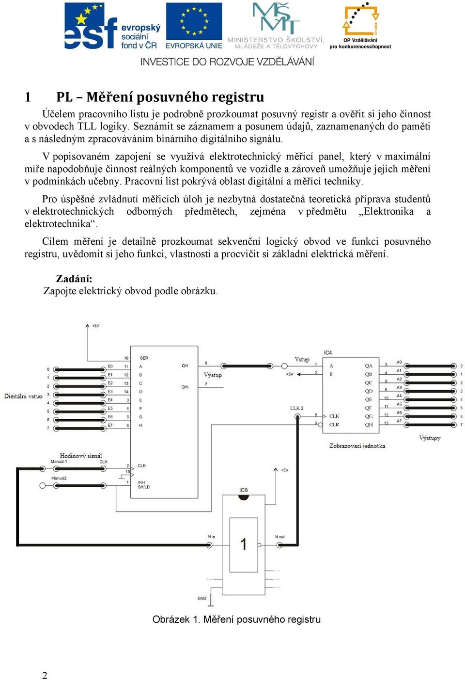 V popisovaném zapojení se využívá elektrotechnický měřící panel, který vmaximální míře napodobňuje činnost reálných komponentů ve vozidle a zároveň umožňuje jejich měření v podmínkách učebny.