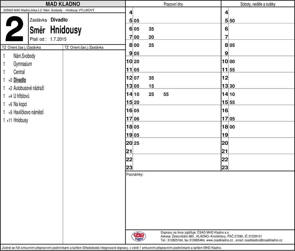 hřbitovů 1 + Na kopci 1 + Havlíčkovo náměstí 1 +11 Hnidousy 8 00 25 05 10 11 05 0 35 13 05 15 1 10 25 55 15 1