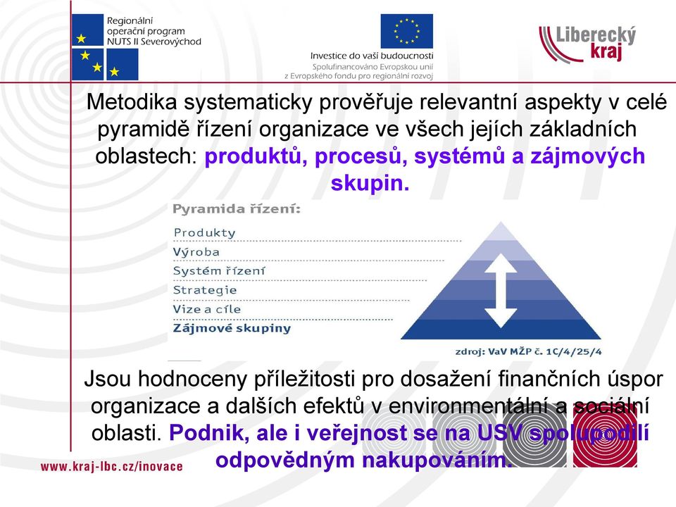 Jsou hodnoceny příležitosti pro dosažení finančních úspor organizace a dalších efektů v