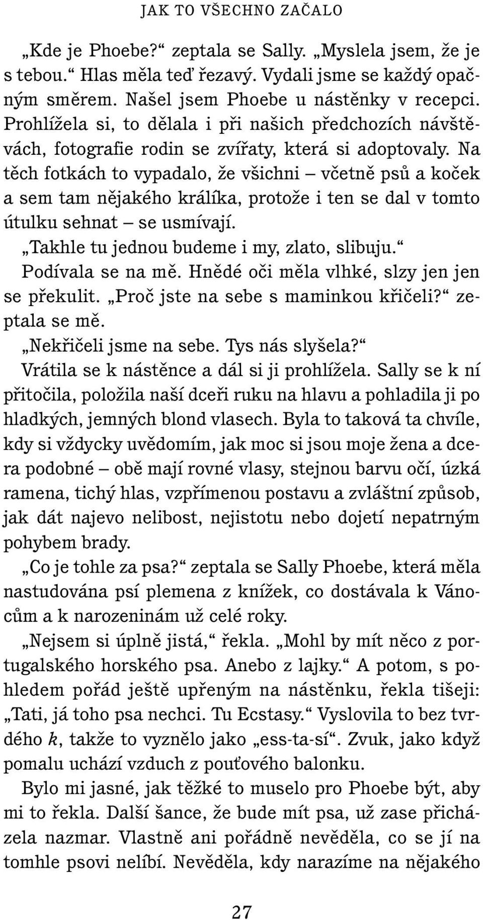 Na tûch fotkách to vypadalo, Ïe v ichni vãetnû psû a koãek a sem tam nûjakého králíka, protoïe i ten se dal v tomto útulku sehnat se usmívají. Takhle tu jednou budeme i my, zlato, slibuju.