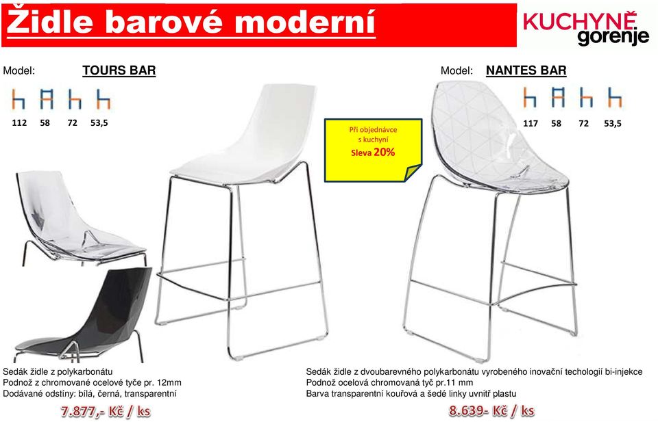 12mm Dodávané odstíny: bílá, černá, transparentní Sedák židle z dvoubarevného polykarbonátu