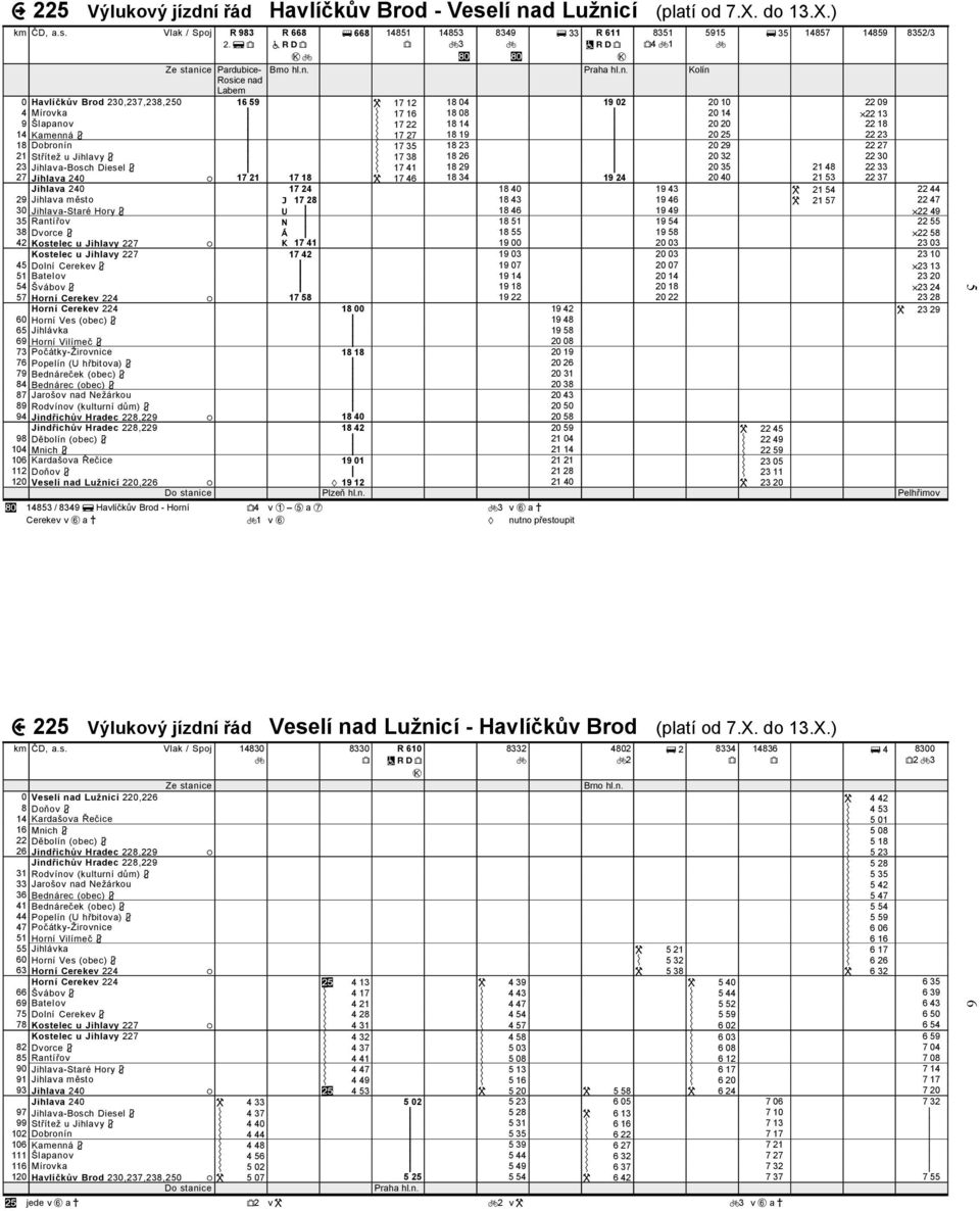 18 08 p 20 14 {22 13 9 Šlapanov p Ý 17 22 18 14 p 20 20 22 18 14 Kamenná 3 p Ý 17 27 18 19 p 20 25 22 23 18 Dobronín p Ý 17 35 18 23 p 20 29 22 27 21 Střítež u Jihlavy 3 p Ý 17 38 18 26 p 20 32 22 30