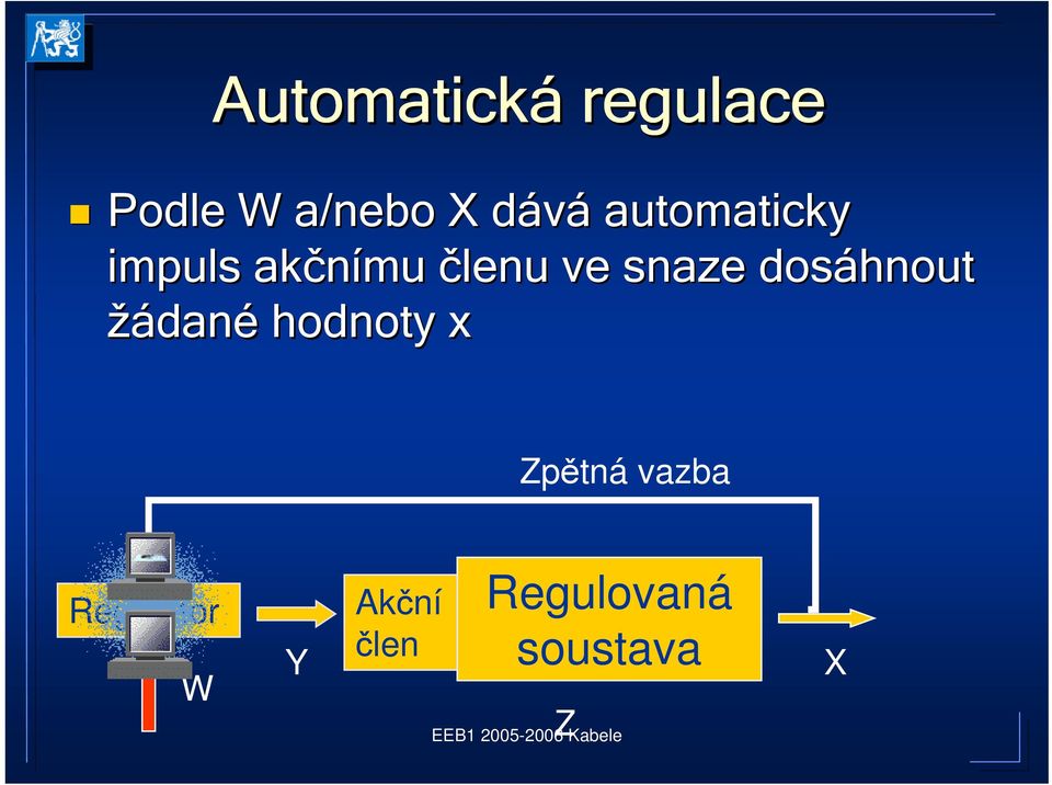 dosáhnout žádané hodnoty x Zpětná vazba