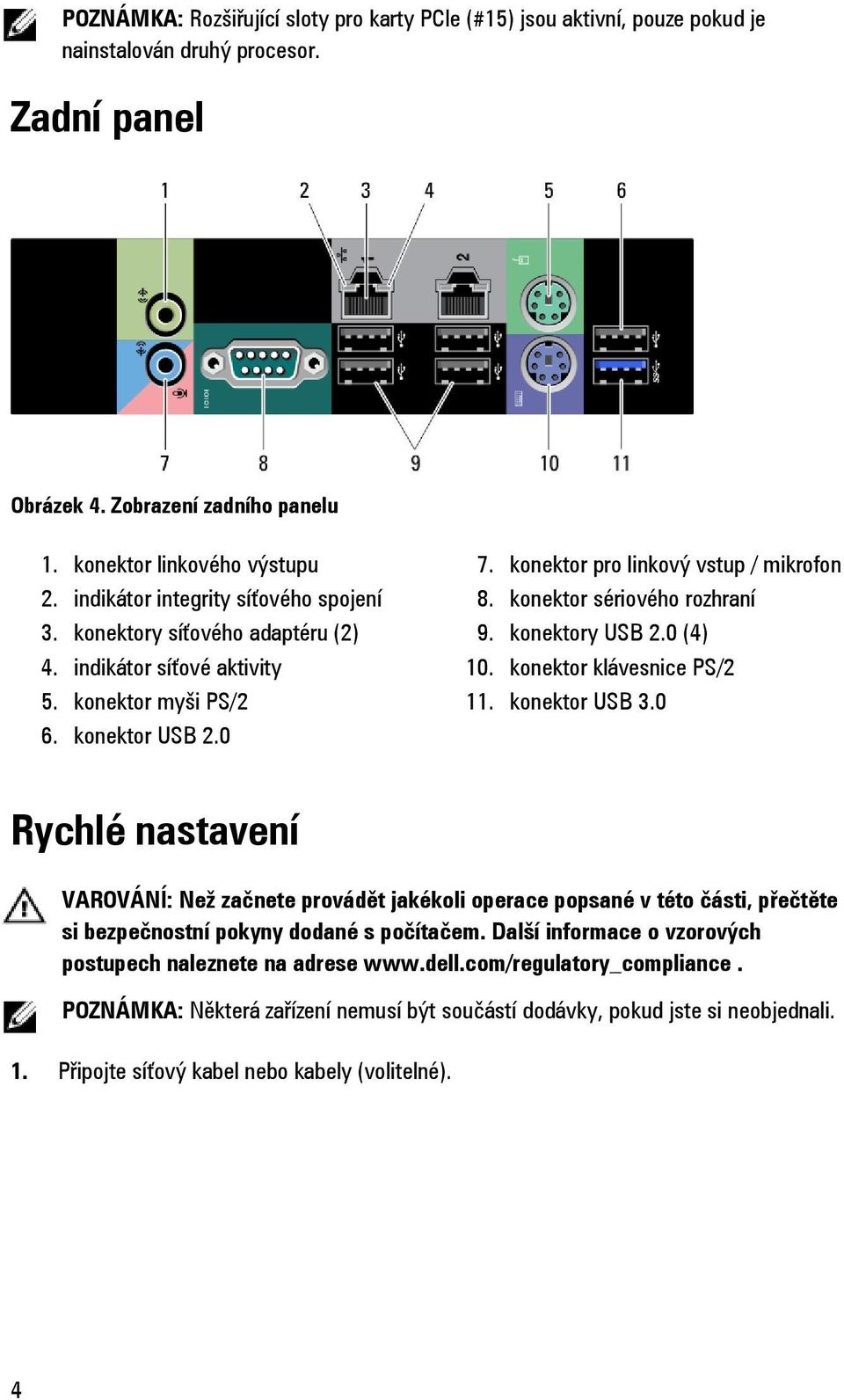 konektor sériového rozhraní 9. konektory USB 2.0 (4) 10. konektor klávesnice PS/2 11. konektor USB 3.