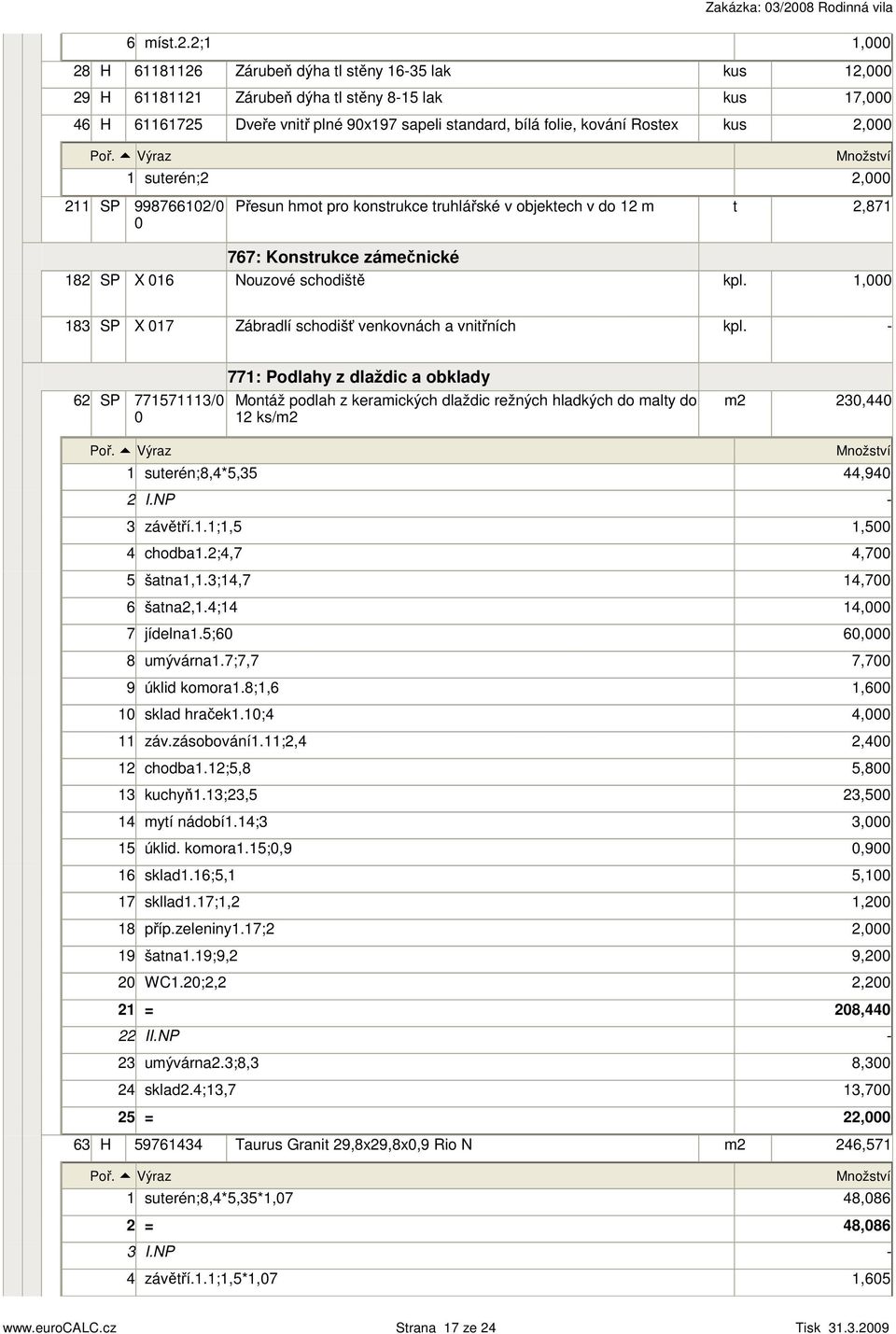 záečnické X Nouzové schodišě, X Zábradlí schodišť venkovnách a vniřních : Podlahy z dlaždic a obklady / Monáž podlah z keraických dlaždic režných hladkých do aly do ks/, suerén;,*,, I.