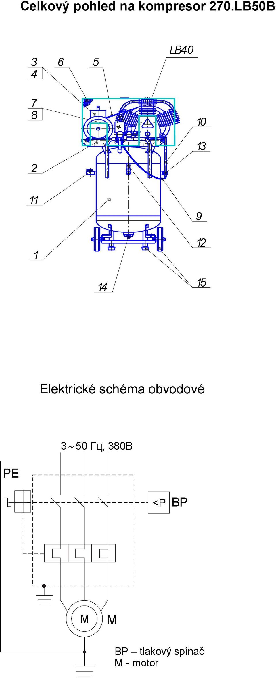 5 Elektrické schéma obvodové 3 50 Гц, 380В РЕ <P ВР М
