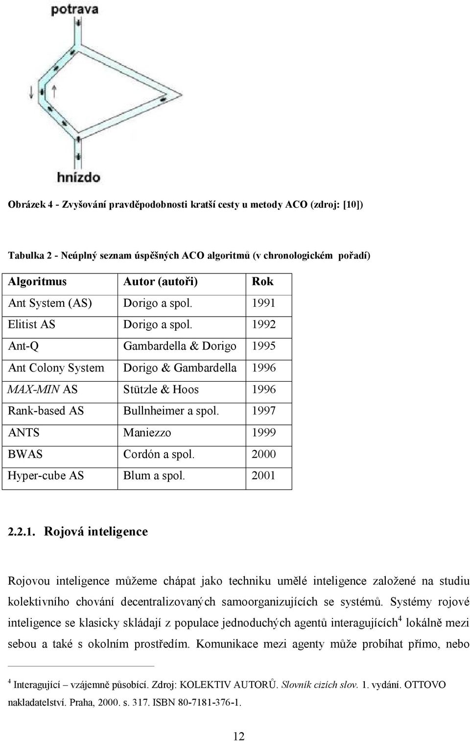 1997 ANTS Maniezzo 1999 BWAS Cordón a spol. 2000 Hyper-cube AS Blum a spol. 2001 2.2.1. Rojová inteligence Rojovou inteligence můžeme chápat jako techniku umělé inteligence založené na studiu kolektivního chování decentralizovaných samoorganizujících se systémů.