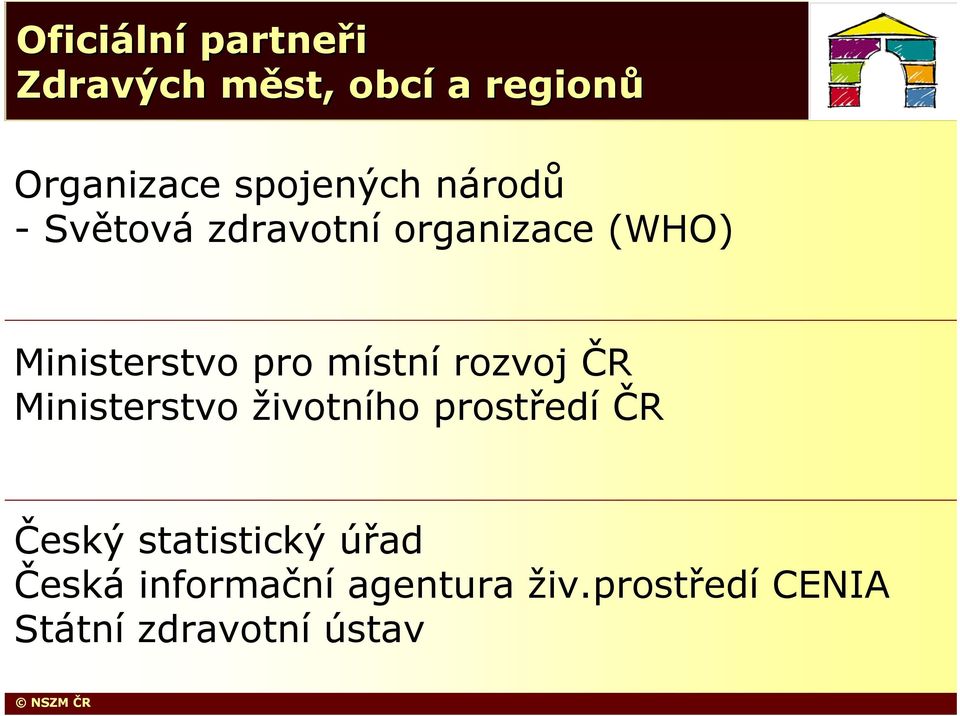 místní rozvoj ČR Ministerstvo životního prostředí ČR Český statistický