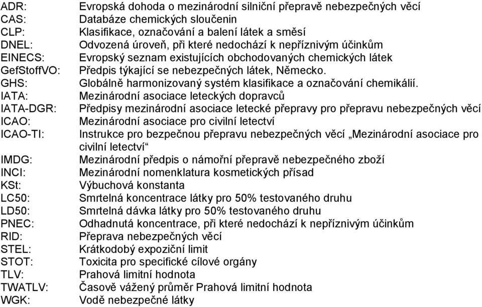 chemických látek Předpis týkající se nebezpečných látek, Německo. Globálně harmonizovaný systém klasifikace a označování chemikálií.