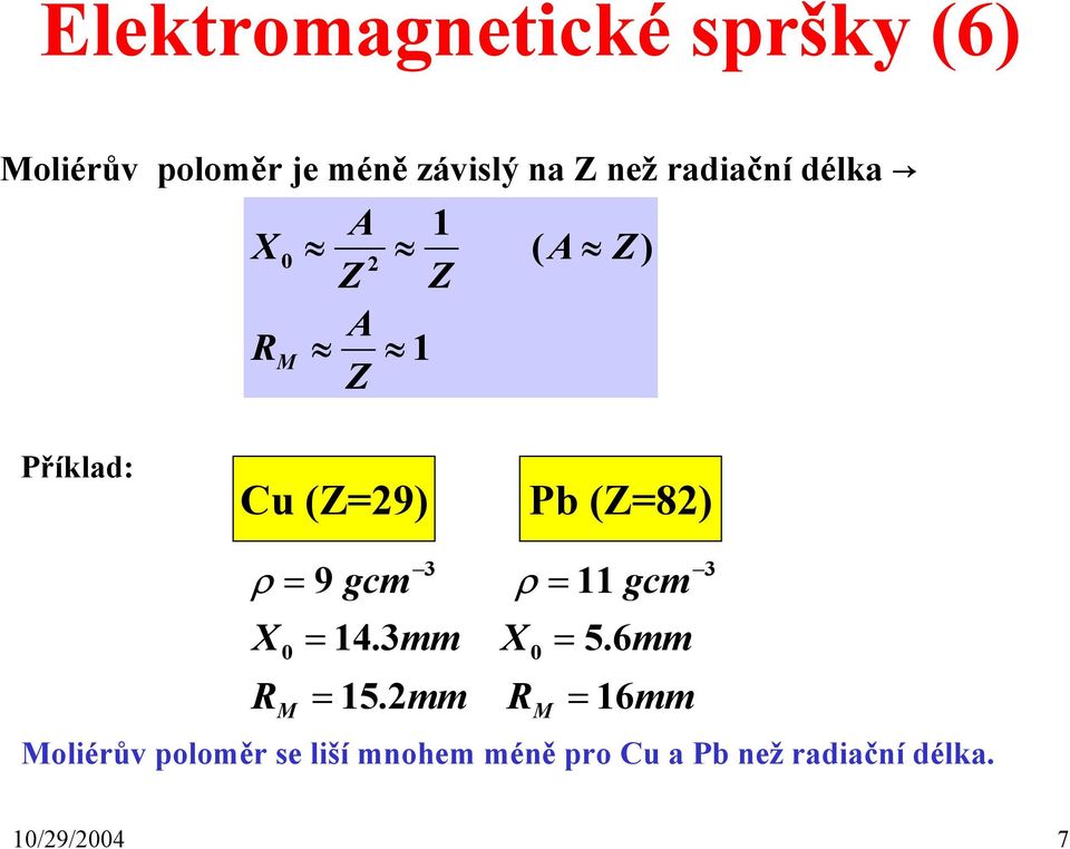 ρ = 9 X gcm 3 = 14.3mm ρ = 11 X gcm = 5.6mm RM = 15.