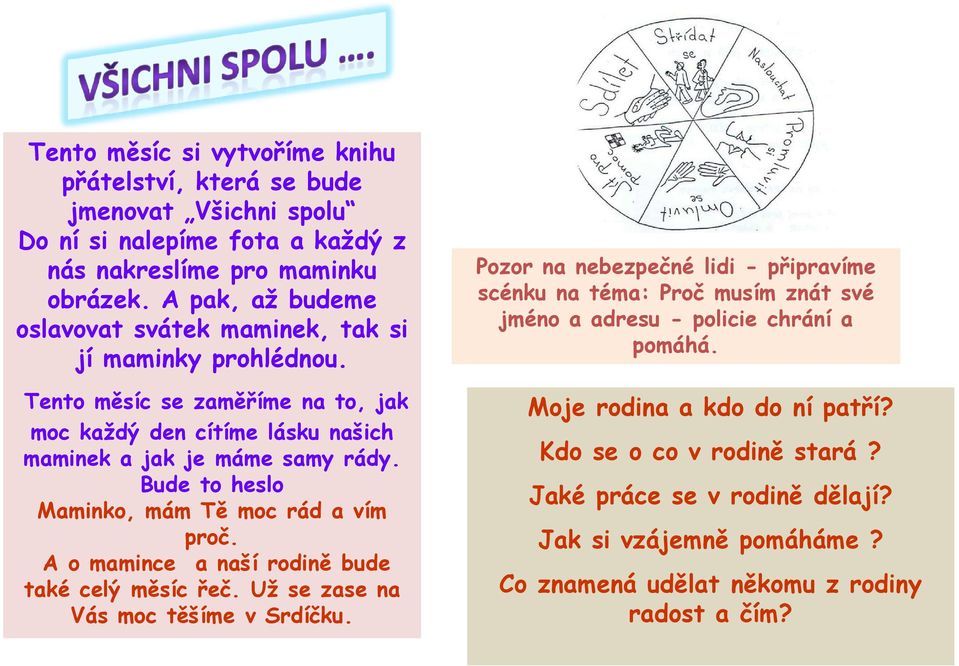 Bude to heslo Maminko, mám Tě moc rád a vím proč. A o mamince a naší rodině bude také celý měsíc řeč. Už se zase na Vás moc těšíme v Srdíčku.