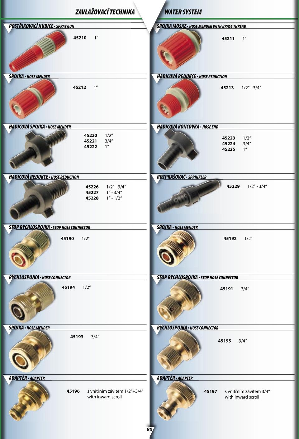 45228 1-1/2 ROZPRAŠOVAČ SPRINKLER 45229 1/2-3/4 STOP RYCHLOSPOJKA STOP HOSE CONNECTOR SPOJKA HOSE MENDER 45190 1/2 45192 1/2 RYCHLOSPOJKA HOSE CONNECTOR 45194 1/2 STOP RYCHLOSPOJKA STOP