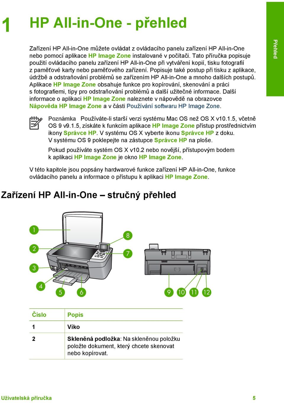Popisuje také postup při tisku z aplikace, údržbě a odstraňování problémů se zařízením HP All-in-One a mnoho dalších postupů.