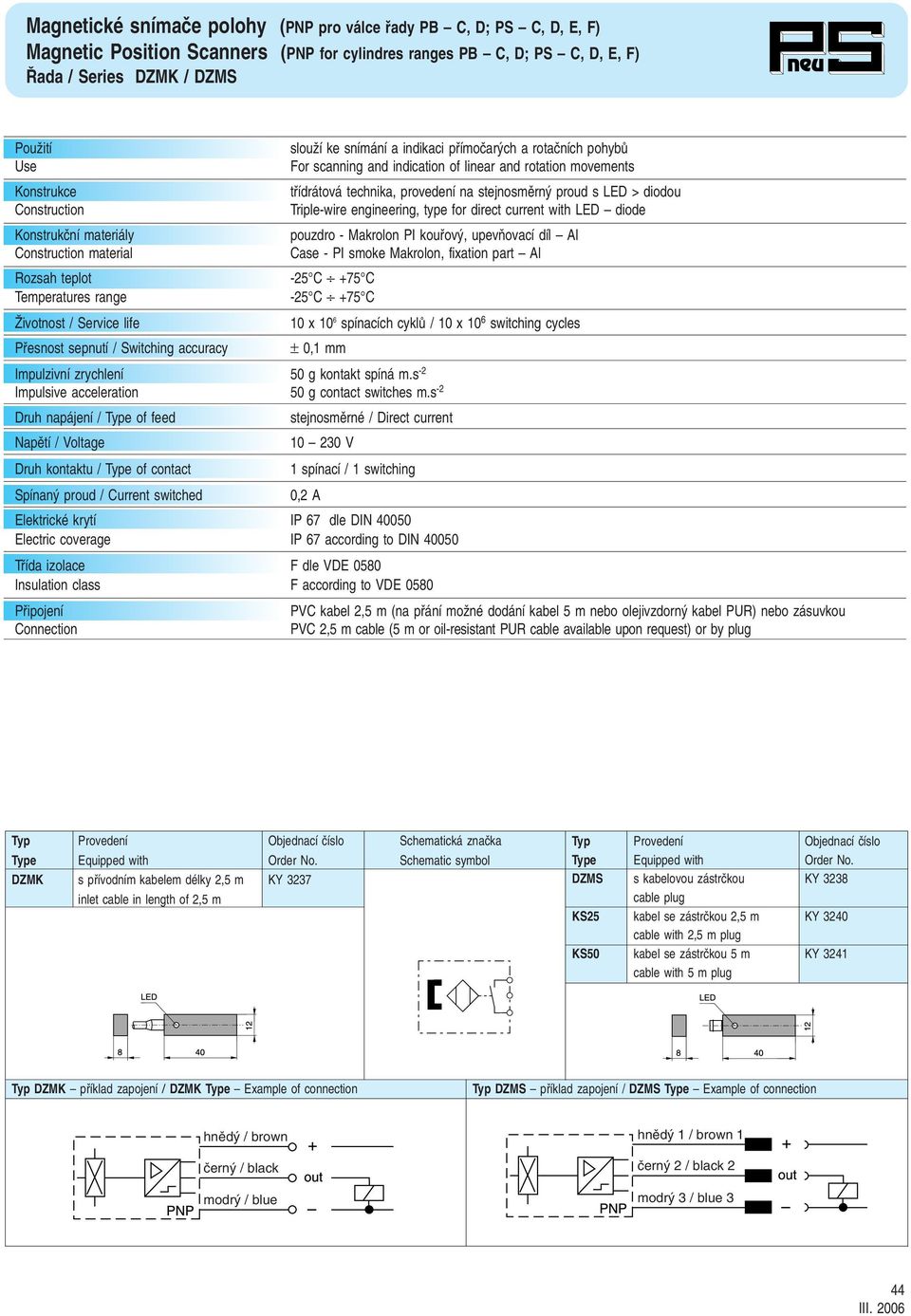 engineering, type for direct current with LED diode Kontrukãní materiály pouzdro - Makrolon PI koufiov, upevàovací díl Al Contruction material Cae - PI moke Makrolon, fixation part Al Rozah teplot