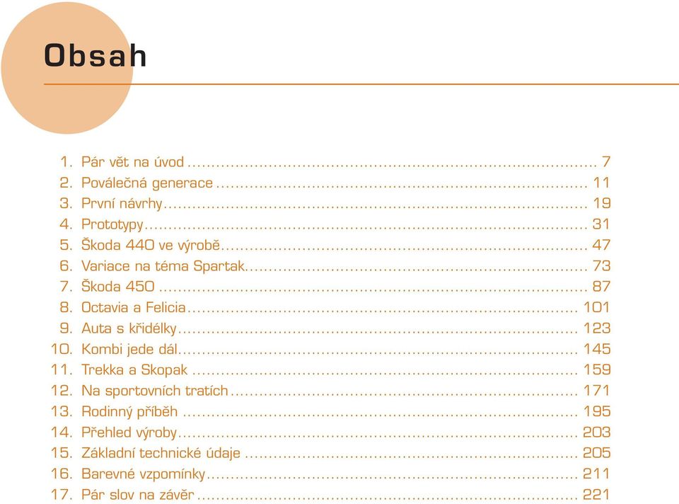 Auta s křidélky... 123 10. Kombi jede dál... 145 11. Trekka a Skopak... 159 12. Na sportovních tratích... 171 13.