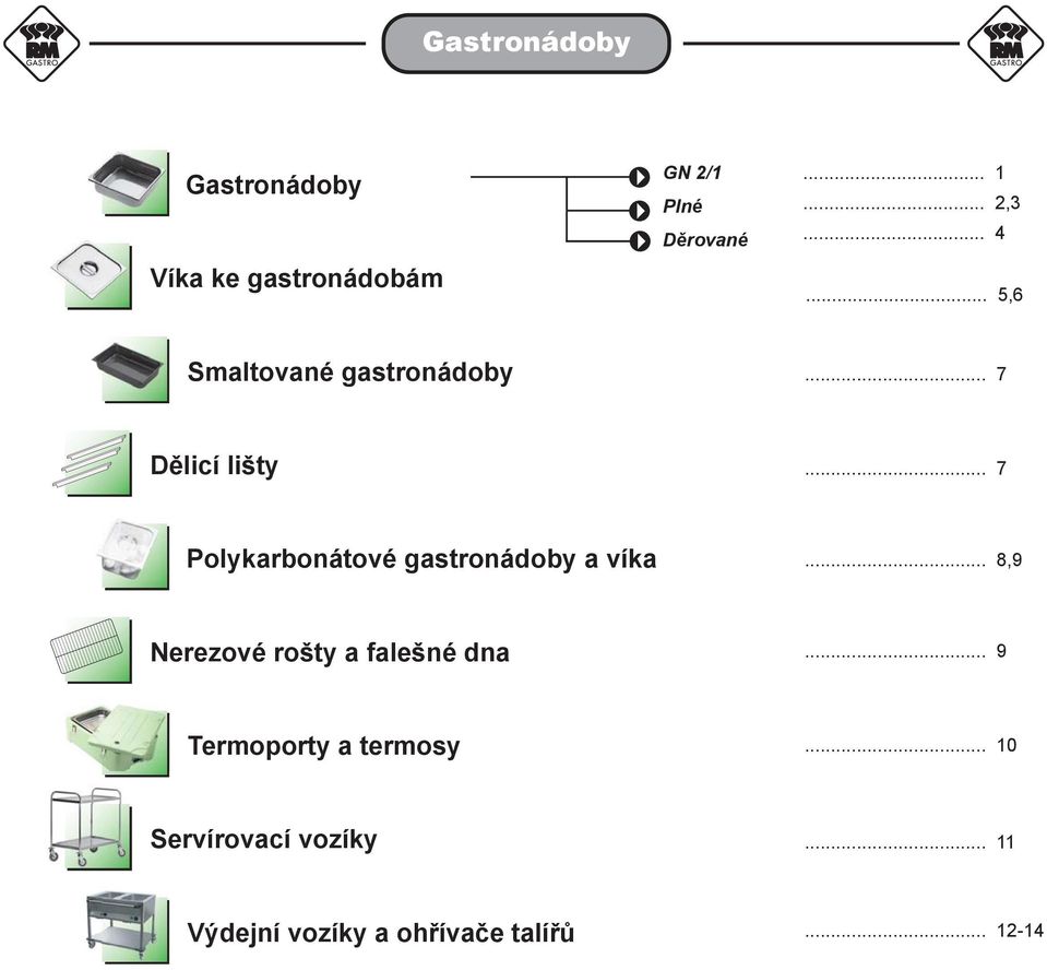 .. 7 Plykarbnátvé gastrnádby a víka... 8,9 Nerezvé ršty a falešné dna.