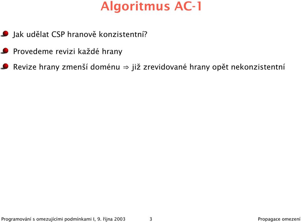 již zrevidované hrany opět nekonzistentní Programování s