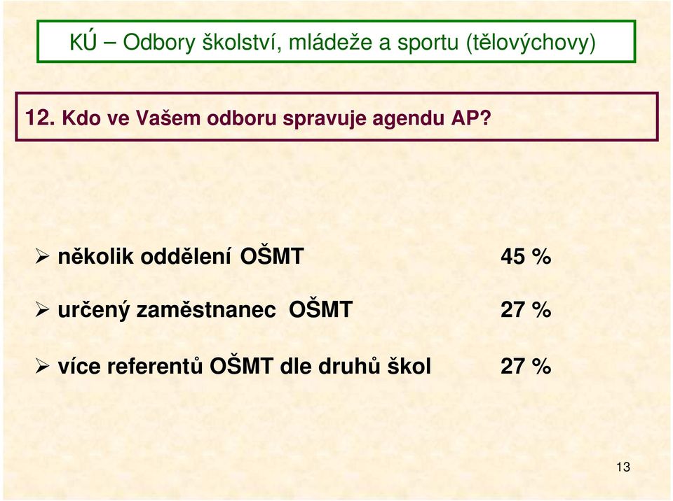 několik oddělení OŠMT 45 % určený