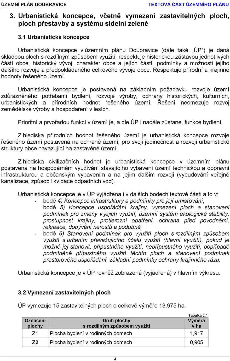 historický vývoj, charakter obce a jejích částí, podmínky a možnosti jejího dalšího rozvoje a předpokládaného celkového vývoje obce. Respektuje přírodní a krajinné hodnoty řešeného území.