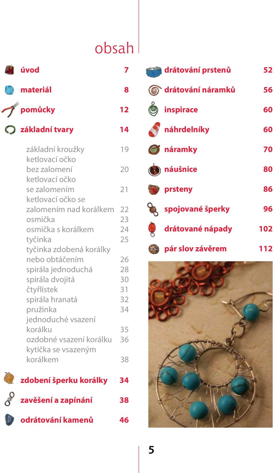 korálkem 22 osmička 23 osmička s korálkem 24 tyčinka 25 tyčinka zdobená korálky nebo obtáčením 26 spirála jednoduchá 28 spirála dvojitá 30 čtyřlístek 31 spirála hranatá 32 pružinka 34 jednoduché