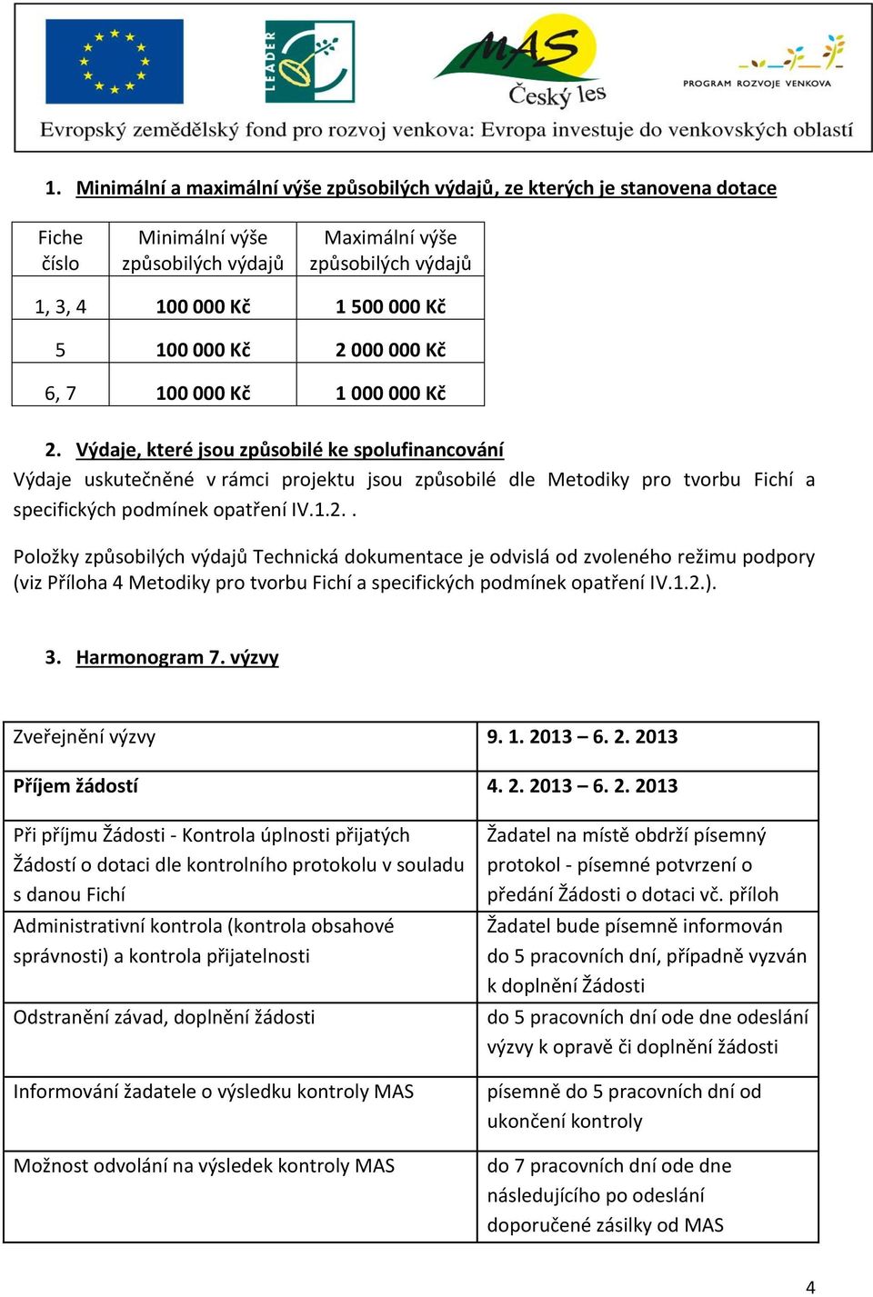 Výdaje, které jsou způsobilé ke spolufinancování Výdaje uskutečněné v rámci projektu jsou způsobilé dle Metodiky pro tvorbu Fichí a specifických podmínek opatření IV.1.2.