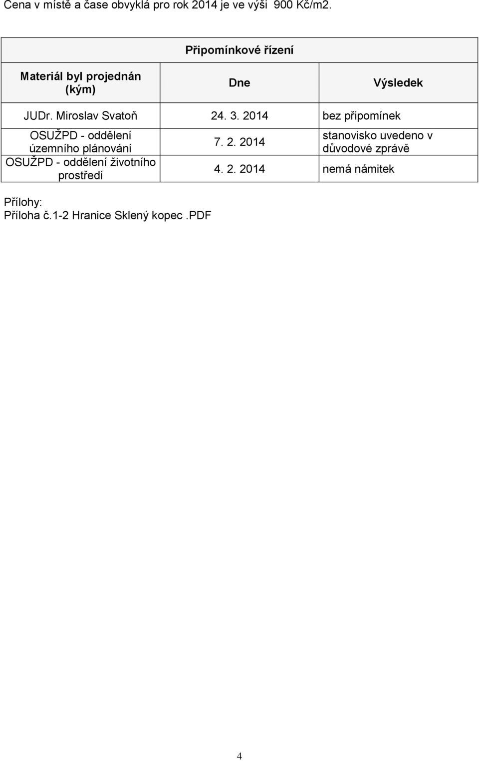 2014 bez připomínek OSUŽPD - oddělení územního plánování OSUŽPD - oddělení životního