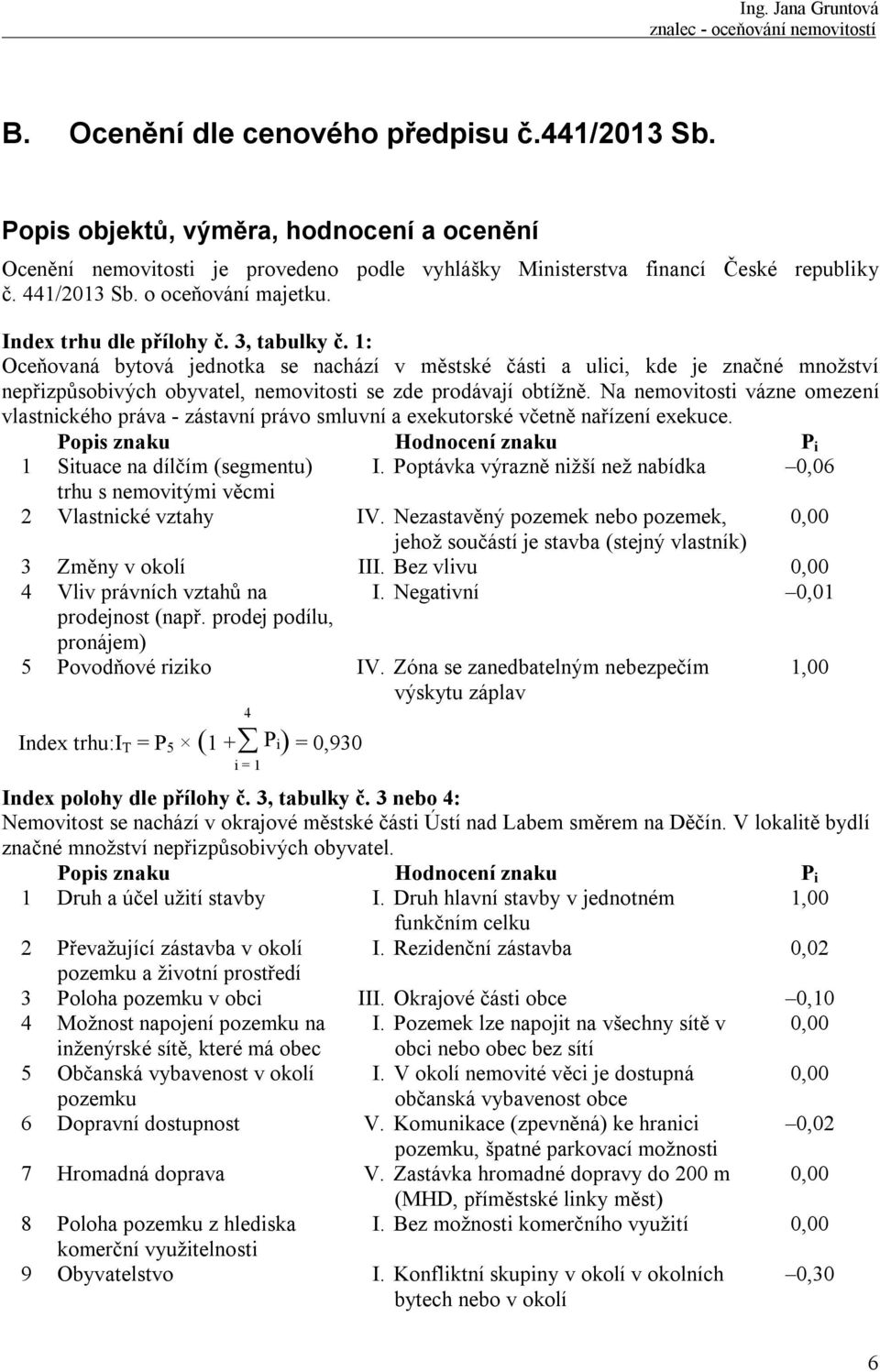 1: Oceňovaná bytová jednotka se nachází v městské části a ulici, kde je značné množství nepřizpůsobivých obyvatel, nemovitosti se zde prodávají obtížně.