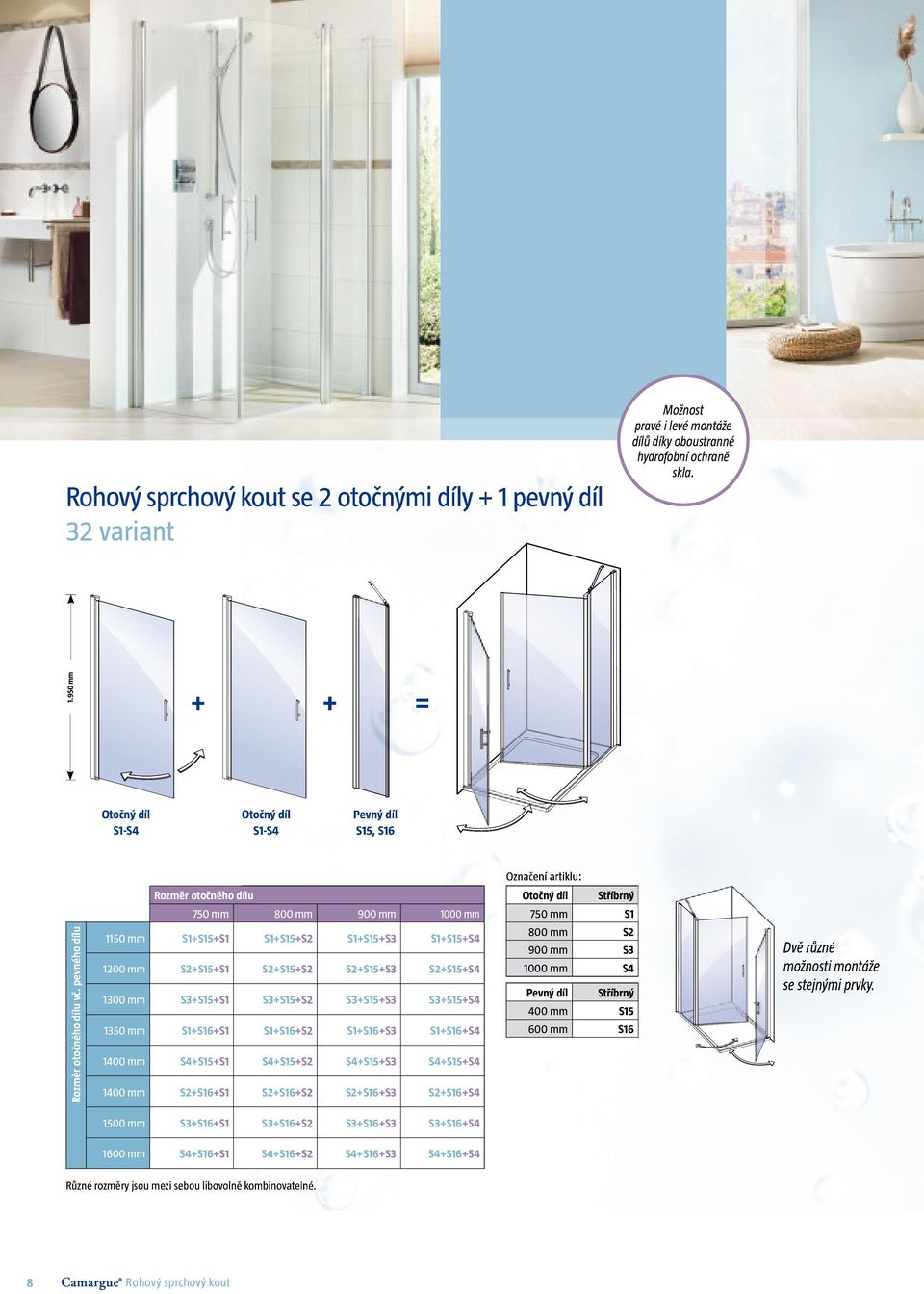 S3+S15+S4 1350 mm S1+S16+S1 S1+S16+S2 S1+S16+S3 S1+S16+S4 1400 mm S4+S15+S1 S4+S15+S2 S4+S15+S3 S4+S15+S4 1400 mm S2+S16+S1 S2+S16+S2 S2+S16+S3 S2+S16+S4 Označení artiklu: 750 mm S1 800 mm S2 900 mm