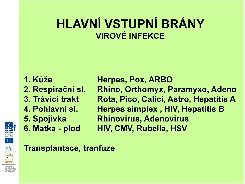 Trávicí trakt Rota, Pico, Calici, Astro, Hepatitis A 4. Pohlavní sl.